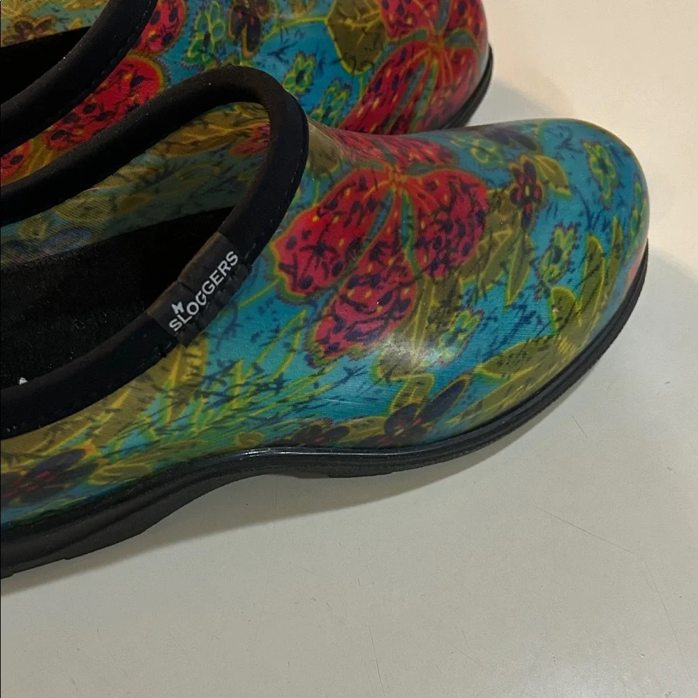 Sloggers size 9 Women's Floral waterproof garden farm rain shoes - Picture 3 of 7